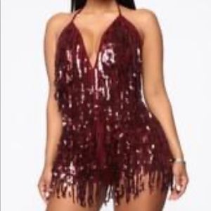 Large sparkling red romper